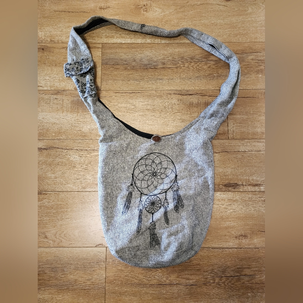 Kathmandu Imports Cotton NEPAL MADE Sling Bag Boho Dream Catcher Spiritual Yoga